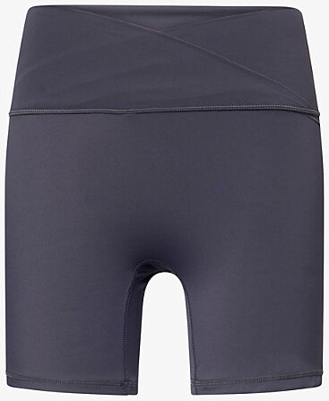 Adanola Womens Midnight Ultimate Wrap-Over Logo-Print Stretch-Jersey Shorts M
