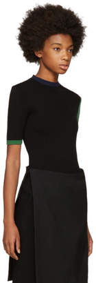 Enfold Black Ribbed Colorblocked Sweater
