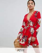 Thumbnail for your product : Missguided Petite Floral Tie Front Dress