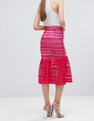ASOS Tall Premium Occasion Lace Pep Hem Midi Skirt Co-Ord