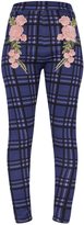 Thumbnail for your product : PrettyLittleThing Navy Check Applique Skinny Trousers