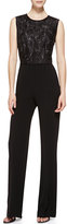 Thumbnail for your product : Escada Sleeveless Lace-Top Jumpsuit, Black