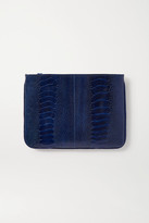 Thumbnail for your product : OKAPI Feather-embellished Ostrich Clutch - Navy