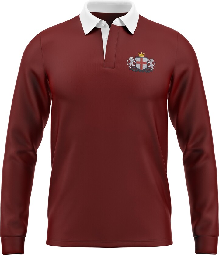 Purple Print House Embroidered St Georges Shield Rugby Shirt Badge