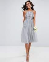 Thumbnail for your product : ASOS Design Bridesmaid Delicate Beaded Strappy Back Midi Dress