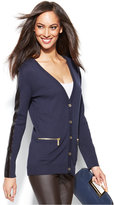 Thumbnail for your product : MICHAEL Michael Kors Faux-Leather-Sleeve Cardigan