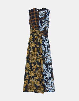 Lafayette 148 New York Collaged Prints Crepe Twisted Waist Dress