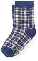 Thumbnail for your product : Ralph Lauren Plaid Cotton-Blend Crew Socks