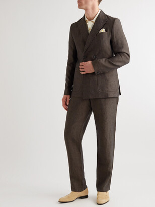 Oliver Spencer Slim-Fit Unstructured Double-Breasted Linen Suit Jacket