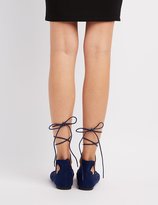 Thumbnail for your product : Charlotte Russe Qupid Laser Cut Lace-Up Flats