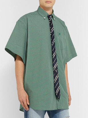 Vetements Oversized Tie-Trimmed Checked Cotton Shirt