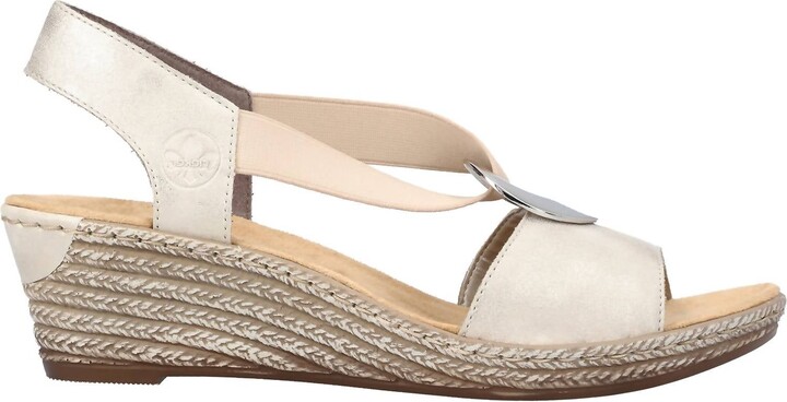 Rieker Women's Fanni Faux Leather Back Strap Sandal In Muschel/cream