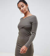 Thumbnail for your product : ASOS Petite DESIGN Petite knitted dress with wrap front