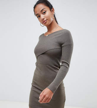 ASOS Petite DESIGN Petite knitted dress with wrap front