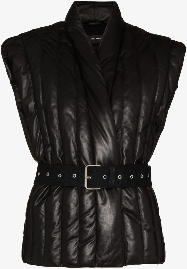 Isabel Marant Ajali Quilted Leather Puffer Gilet ShopStyle Vests