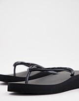Thumbnail for your product : Accessorize Eva wedge thong flip flops in black