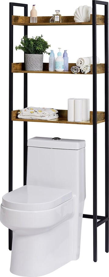 Utex 3 Tier Bathroom Shelf Wall Mounted with Towel Hooks, Bathroom Organizer Shelf Over The Toilet - White