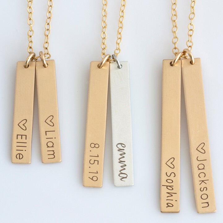 Etsy Personalized Vertical Bar Necklace, Vertical Necklace, Name Necklace, Gold Bar, Kids Names Necklace, Gift For Wife, Leilajewelryshop, N231