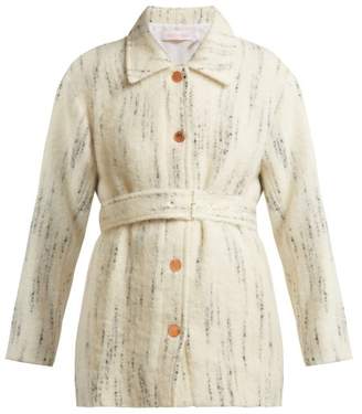 See by Chloe Marbled Stripe Brushed Coat - Womens - Ivory
