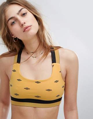 Umbro Cropped Bralette With All Over Logo Print