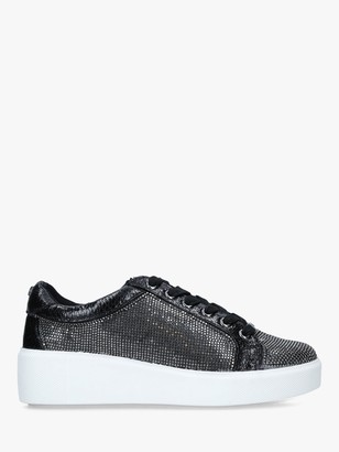 carvela black glitter trainers