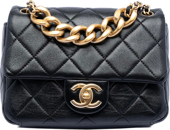 Chanel Pre Owned 2021-2025 Mini CC Quilted Calfskin Multi Chain Single Flap crossbody bag