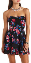 Thumbnail for your product : Charlotte Russe Floral Print Strapless Bow-Back Skater Dress