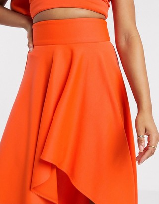 Laced In Love statement high low skirt co-ord in orange