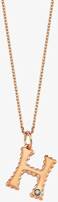 Womens La Maison Couture x Selda 'H' Initial 14ct Rose-Gold and 0.01ct Diamond Necklace