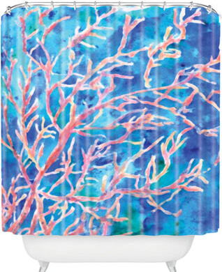 Deny Designs Rosie Brown Coral Fan Shower Curtain Single + Hooks