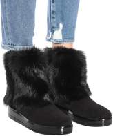 Thumbnail for your product : Prada Fur-trimmed suede boots