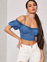 Denim Bustier Crop Top - ShopStyle