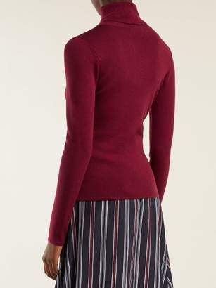 See by Chloe Roll Neck Cotton Blend Sweater - Womens - Burgundy
