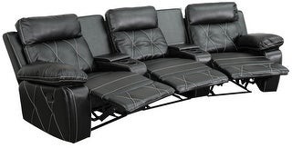Flash Furniture 3-Seat Reclining LeatherSoft Theater Seating Unit - 117"W x 37" - 66"D x 40"H