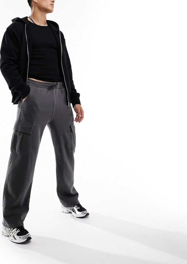 Weekday jersey cargo pants in washed black - ShopStyle Chinos & Khakis