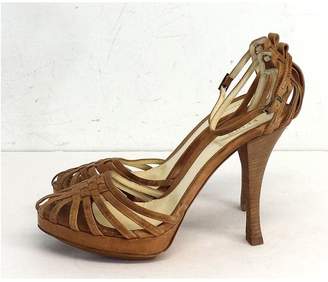 Fendi Tan Leather Sandal Heels Sz 7.5