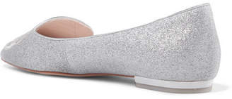 Sophia Webster Butterfly Embroidered Glittered Leather Point-toe Flats - Silver