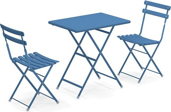 emu Arc En Ciel 3-Piece Outdoor Dining Set in Blue