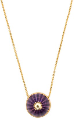 AKANSHA SETHI Citrine Purple Enamel Button Necklace
