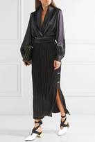 Thumbnail for your product : Loewe Embellished Plissé-satin Midi Skirt - Black