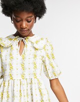 Thumbnail for your product : Miss Selfridge collar smock dress in ditsy print