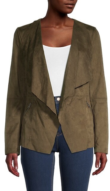 suede open front jacket