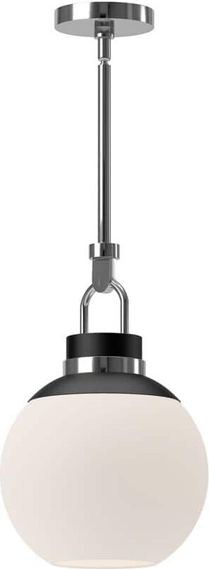 ALORA MOOD Copperfield 12 in. 1 Light 60-Watt Chrome/Opal Matte Glass Pendant Light