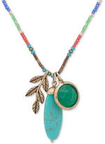 Thumbnail for your product : lonna & lilly Gold-Tone Multicolor Bead, Stone & Leaf 20" Adjustable Triple-Pendant Necklace