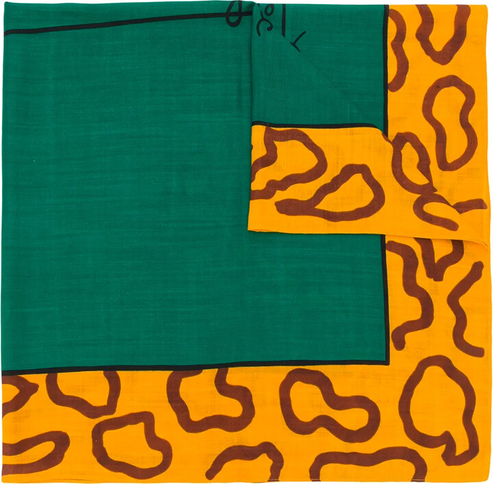 JC de Castelbajac Pre-Owned 1980s Leopard-Print Detail Wool Scarf