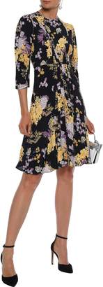 By Ti Mo Pintucked Floral-print Crepe De Chine Dress