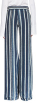 Thumbnail for your product : Chloé Striped Silk Wide-Leg Trousers, Navy