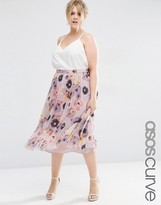 Thumbnail for your product : ASOS Curve CURVE Pleated Floral Midi Skirt