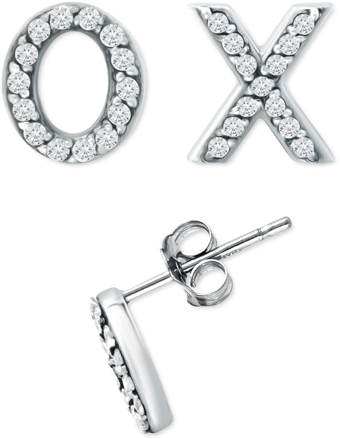 Giani Bernini Cubic Zirconia X & O Mismatch Stud Earrings, Created for  Macy's - ShopStyle