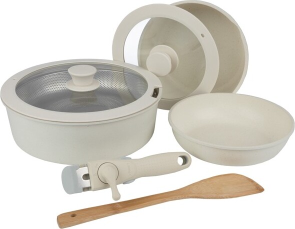 Home-Complete Home-Complete8PCCookwareSetwithHandleCream